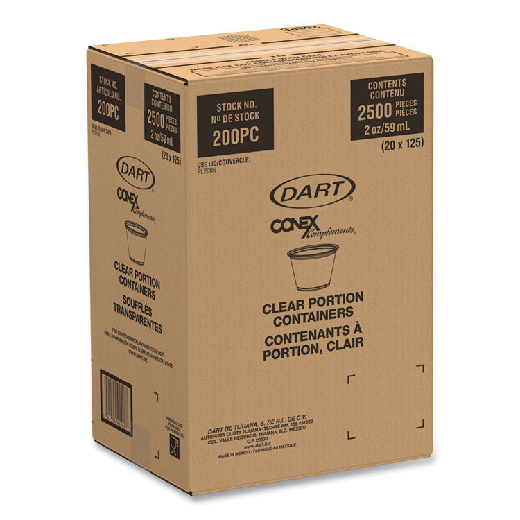 Conex Complements Portion/Medicine Cups, 2 oz, Plastic, Clear, 125/Bag, 20 Bags/Carton