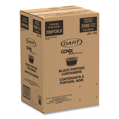 Conex Complements Portion/Medicine Cups, 2 oz, Plastic, Black, 125/Bag, 20 Bags/Carton