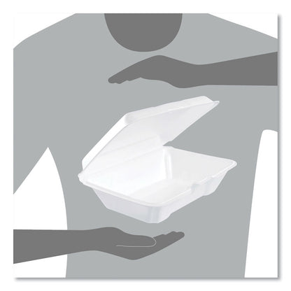 Foam Hinged Lid Containers, 6.4 x 9.3 x 2.9, White, 100/Pack, 2 Packs/Carton