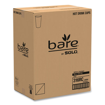 Bare Eco-Forward Recycled Content PCF Paper Hot Cups, ProPlanet Seal, 16 oz, Green/White/Beige, 1,000/Carton