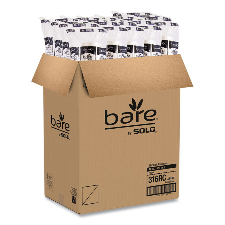 Bare Eco-Forward Recycled Content PCF Paper Hot Cups, ProPlanet Seal, 16 oz, Green/White/Beige, 1,000/Carton