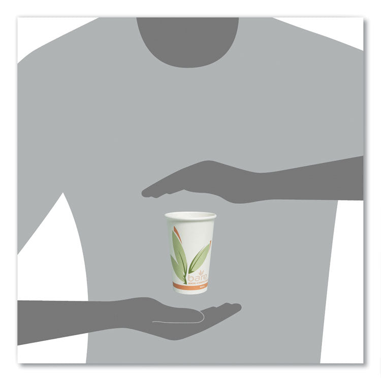 Bare Eco-Forward Recycled Content PCF Paper Hot Cups, ProPlanet Seal, 16 oz, Green/White/Beige, 1,000/Carton