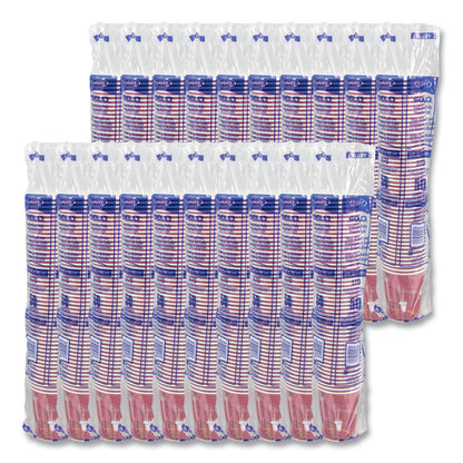 Paper Hot Drink Cups in Bistro Design, 10 oz, Maroon, 50/Pack
