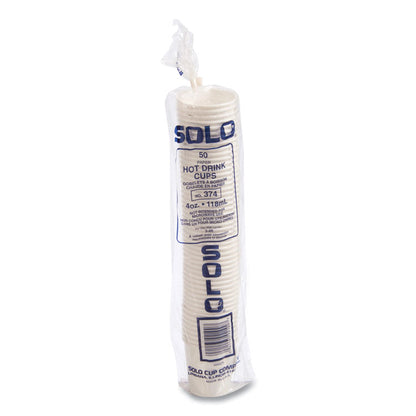 Single-Sided Poly Paper Hot Cups, 4 oz, White, 50 Bag, 20 Bags/Carton