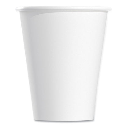 Single-Sided Poly Paper Hot Cups, 8 oz, White, 50/Bag, 20 Bags/Carton