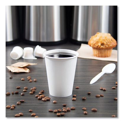 Single-Sided Poly Paper Hot Cups, 8 oz, White, 50/Bag, 20 Bags/Carton