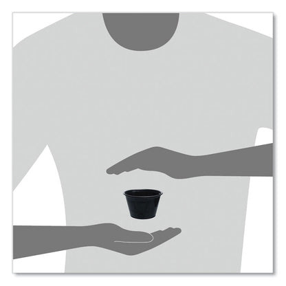 Conex Complements Portion/Medicine Cups, 4 oz, Plastic, Black, 125/Bag, 20 Bags/Carton