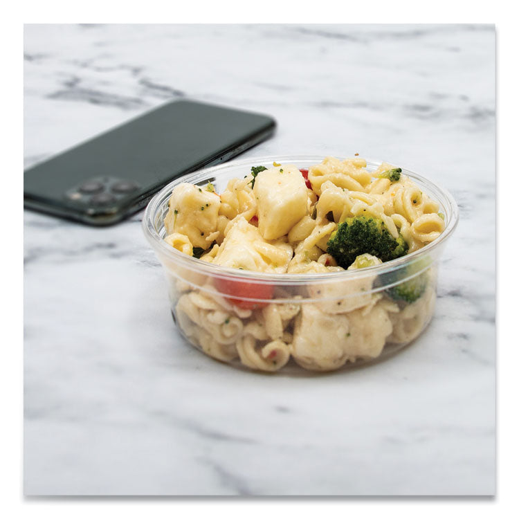 Bare Eco-Forward RPET Deli Containers, ProPlanet Seal, 8 oz, 4.6" Diameter x 1.8" h, Clear, Plastic, 500/Carton