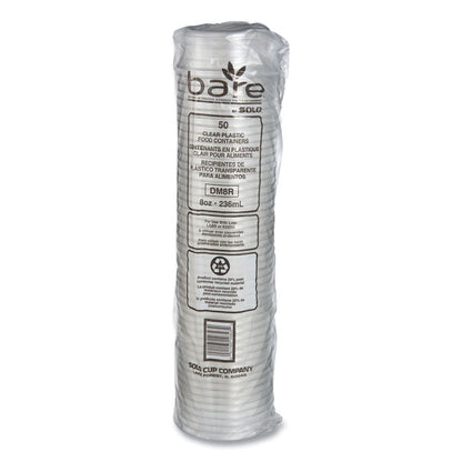 Bare Eco-Forward RPET Deli Containers, ProPlanet Seal, 8 oz, 4.6" Diameter x 1.8" h, Clear, Plastic, 500/Carton