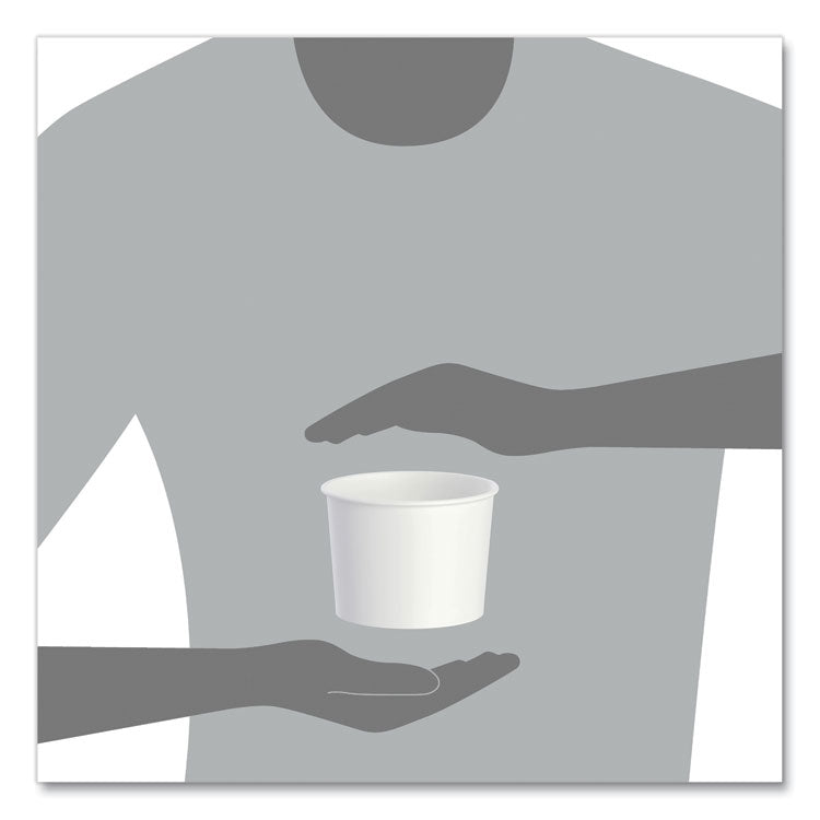 Double Poly Paper Food Container, Squat, 16 oz, White, 25/Pack, 20 Packs/Carton