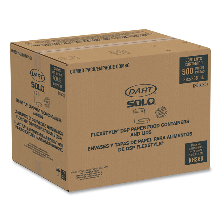 Flexstyle Double Poly Food Combo Packs, 8 oz, Symphony, Paper, 25/Pack, 10 Packs/Carton