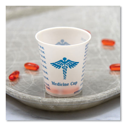 Paper Medical and Dental Graduated Cups, ProPlanet Seal, 3 oz, Paper, White/Blue, 100/Bag, 50 Bags/Carton