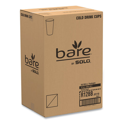 Bare Eco-Forward Paper Cold Cups, ProPlanet Seal, 12 oz, Green/White, 100/Sleeve, 20 Sleeves/Carton
