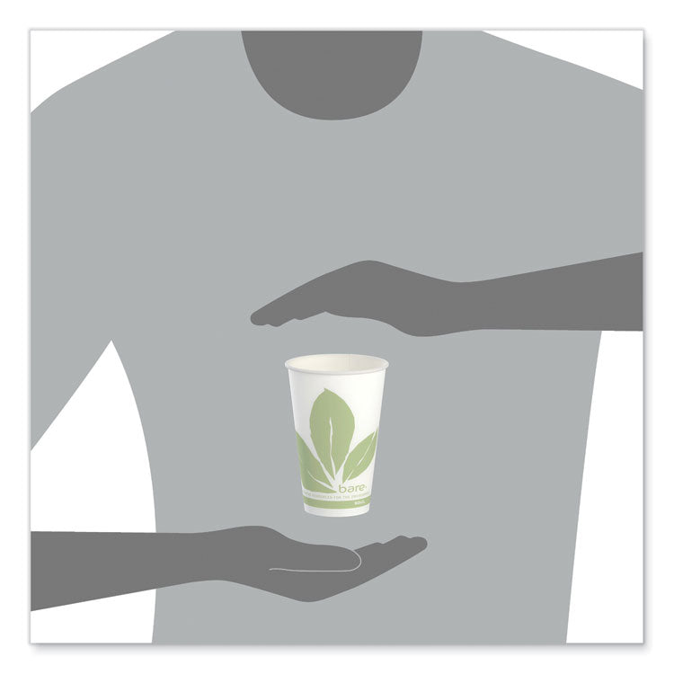 Bare Eco-Forward Paper Cold Cups, ProPlanet Seal, 12 oz, Green/White, 100/Sleeve, 20 Sleeves/Carton