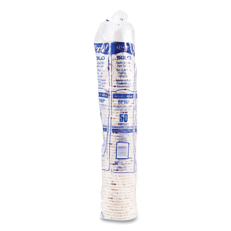 Double Sided Poly (DSP) Paper Cold Cups, 16 oz, Beige/White/Red, 50/Sleeve, 20 Sleeves/Carton