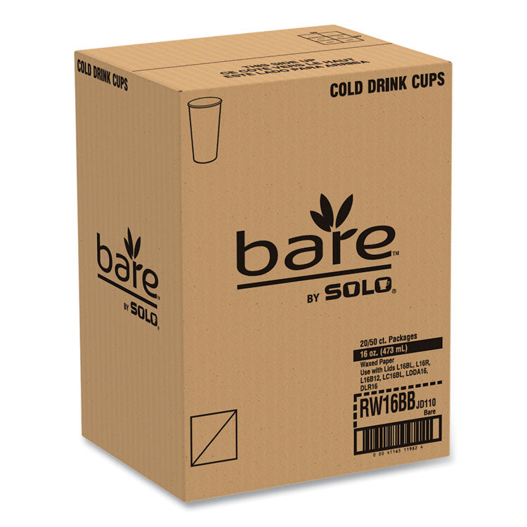Bare Eco-Forward Paper Cold Cups, ProPlanet Seal, 16 oz, Green/White, 100/Sleeve, 10 Sleeves/Carton