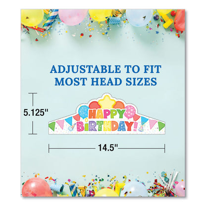 Student Crown, Birthday, 14.5 x 5.13, Assorted Colors, 30/Pack