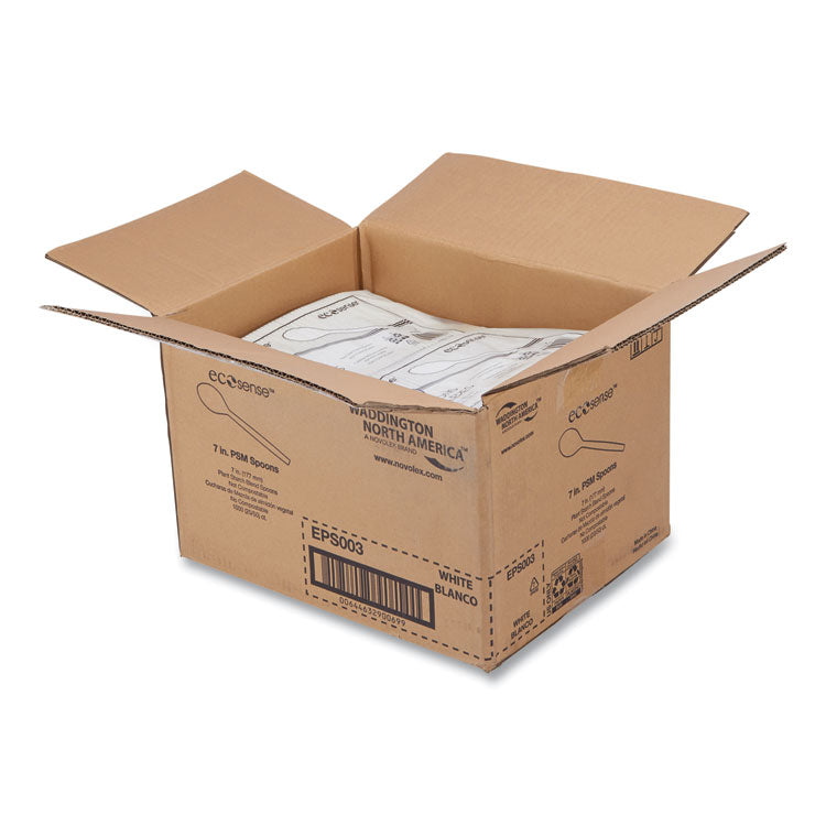 EcoSense Renewable Plant Starch Cutlery, Spoon, Plastic, Cream, 50/Pack, 20 Packs/Carton