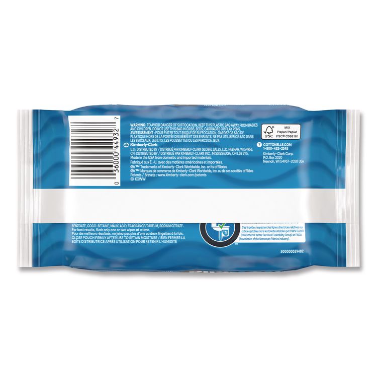 Fresh Care Flushable Cleansing Cloths, 1-Ply, 3.75 x 5.5, White, 42/Pack