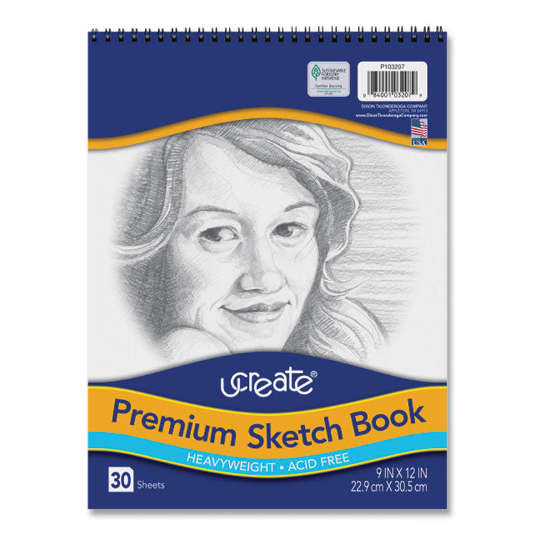 Art1st Artist's Sketch Pad, Unruled, (30) White 9 x 12 Sheets