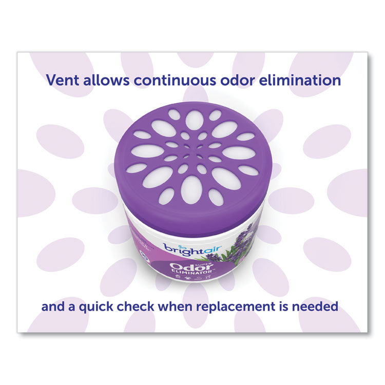 Super Odor Eliminator, Lavender and Fresh Linen, Purple, 14 oz Jar, 6/Carton