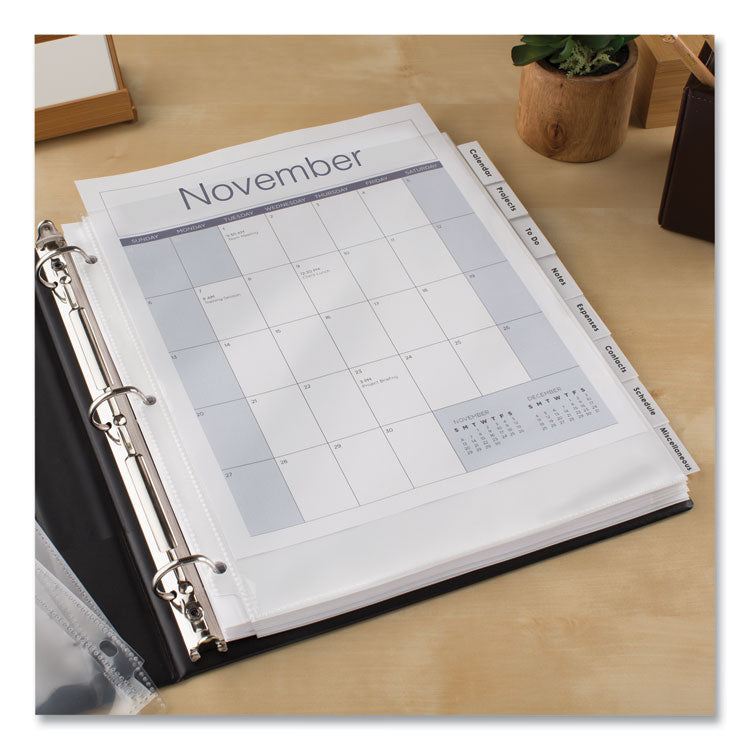 Insertable Big Tab Dividers, 8-Tab, 11.13 x 9.25, White, Clear Tabs, 1 Set