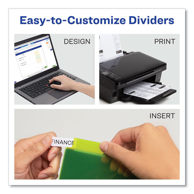 Insertable Big Tab Plastic 2-Pocket Dividers, 5-Tab, 11.13 x 9.25, Assorted, 1 Set
