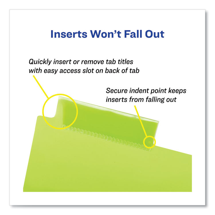 Insertable Big Tab Plastic 2-Pocket Dividers, 5-Tab, 11.13 x 9.25, Assorted, 1 Set