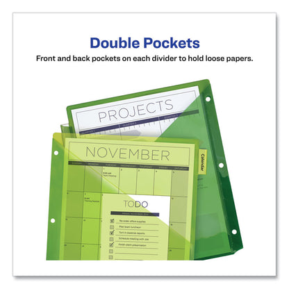 Insertable Big Tab Plastic 2-Pocket Dividers, 8-Tab, 11.13 x 9.25, Assorted, 1 Set