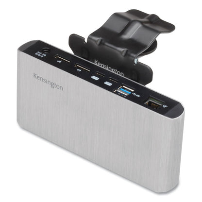 702500NIB0015, SKILCRAFT Kensington Universal Docking Station Thunderbolt 3/USB-C Dual 4K with Mounting Bracket, Silver