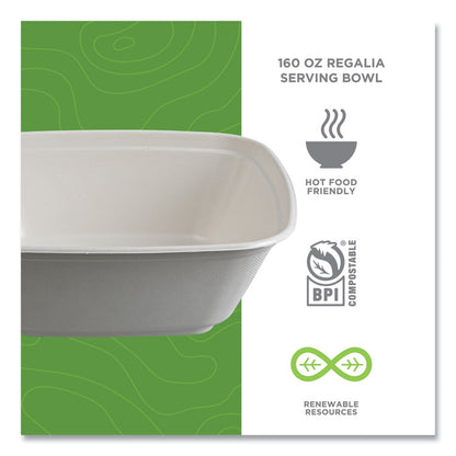 Regalia Sugarcane Servingware, Bowl, 160 oz, White, 100 Bowls/Carton