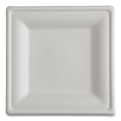 Vanguard Renewable and Compostable Sugarcane Plates, 10 x 10, White, 250/Carton