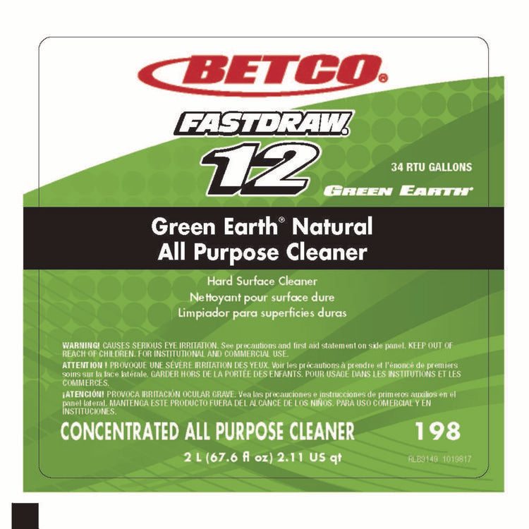 Green Earth FastDraw Natural All Purpose Cleaner, Clean Scent, 2 L Bottle, 4/Carton