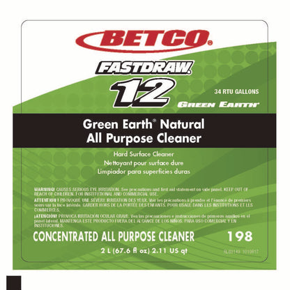 Green Earth FastDraw Natural All Purpose Cleaner, Clean Scent, 2 L Bottle, 4/Carton