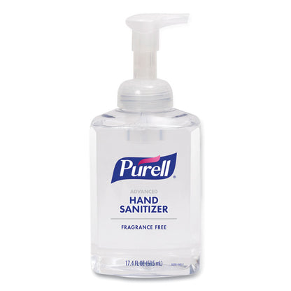 Advanced Hand Sanitizer Foam, 515 mL, Pump Bottle, Fragrance-Free, 4/Carton