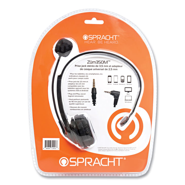 ZuM ZuM350M Monaural Over The Head Headset, Black