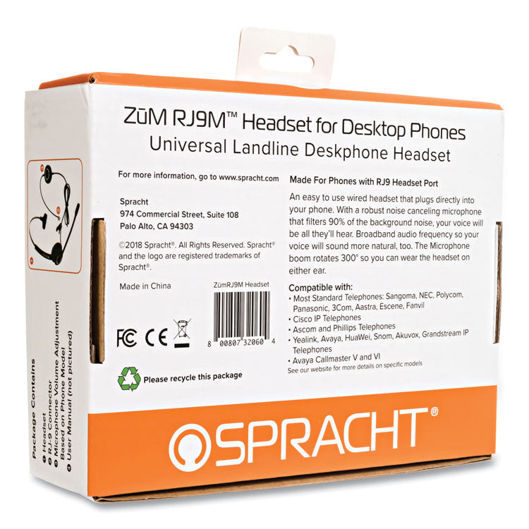 ZuM ZuMRJ9M Monaural Over The Head Headset, Black