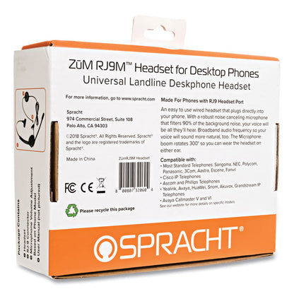 ZuM ZuMRJ9M Monaural Over The Head Headset, Black