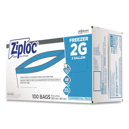 Zipper Freezer Bags, 2 gal, 2.7 mil, 13" x 15.5", Clear, 100/Carton