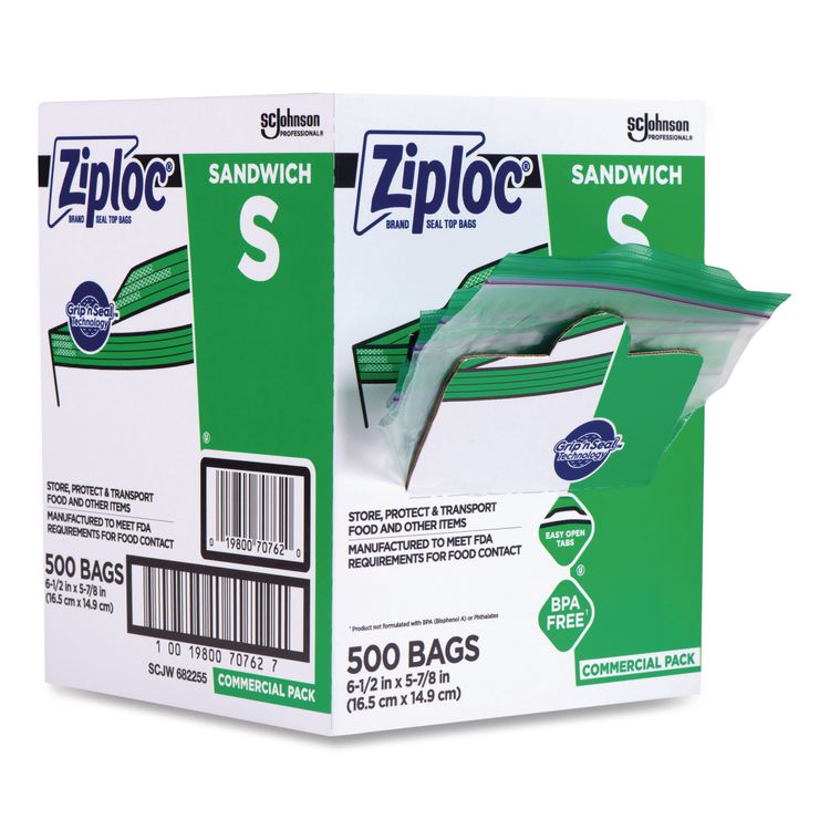 Resealable Sandwich Bags, 1.2 mil, 6.5" x 6", Clear, 500/Box