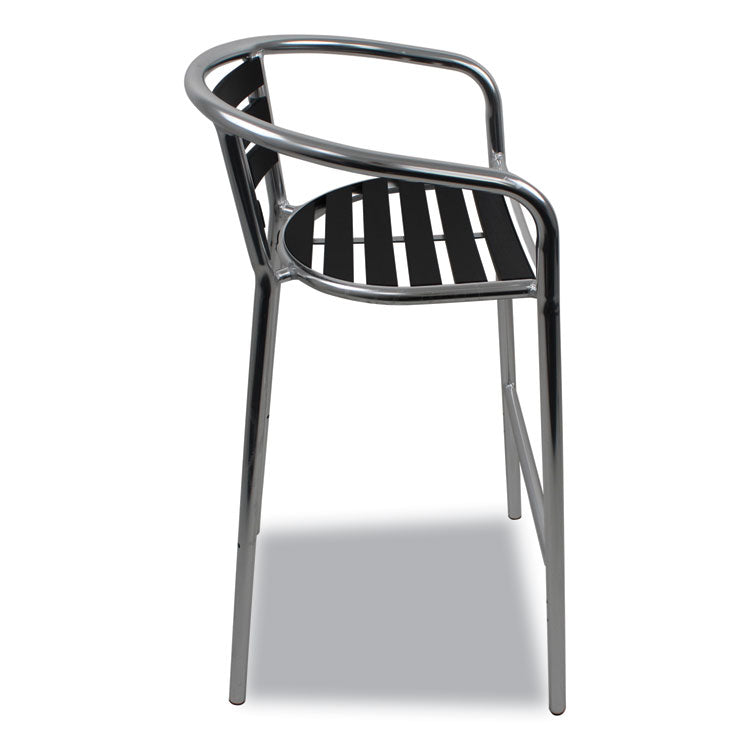 Pinzon Series Barstools, Supports Up to 300 lb, 31" Seat Height, Black/Silver Seat, Black/Silver Back, Silver Base