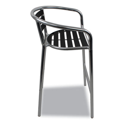 Pinzon Series Barstools, Supports Up to 300 lb, 31" Seat Height, Black/Silver Seat, Black/Silver Back, Silver Base