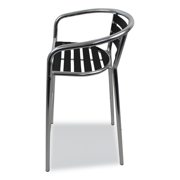 Pinzon Series Barstools, Supports Up to 300 lb, 31" Seat Height, Black/Silver Seat, Black/Silver Back, Silver Base