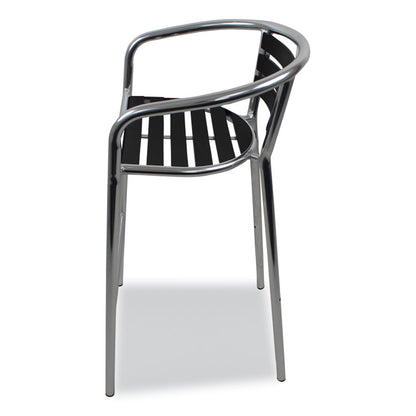 Pinzon Series Barstools, Supports Up to 300 lb, 31" Seat Height, Black/Silver Seat, Black/Silver Back, Silver Base
