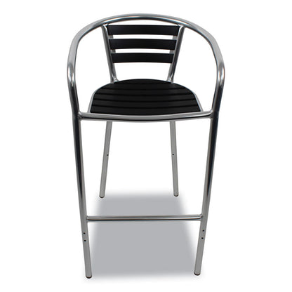 Pinzon Series Barstools, Supports Up to 300 lb, 31" Seat Height, Black/Silver Seat, Black/Silver Back, Silver Base
