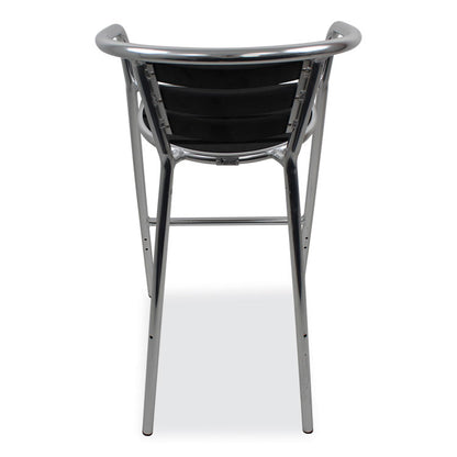 Pinzon Series Barstools, Supports Up to 300 lb, 31" Seat Height, Black/Silver Seat, Black/Silver Back, Silver Base