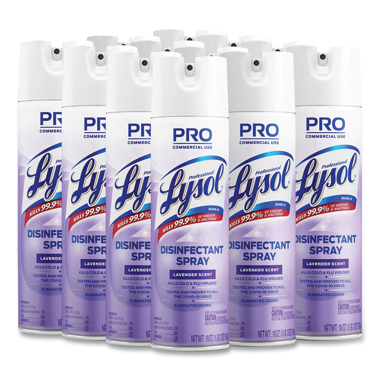 Disinfectant Spray, Lavender Scent, 19 oz Aerosol Spray, 12/Carton