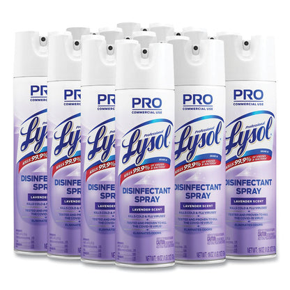 Disinfectant Spray, Lavender Scent, 19 oz Aerosol Spray, 12/Carton