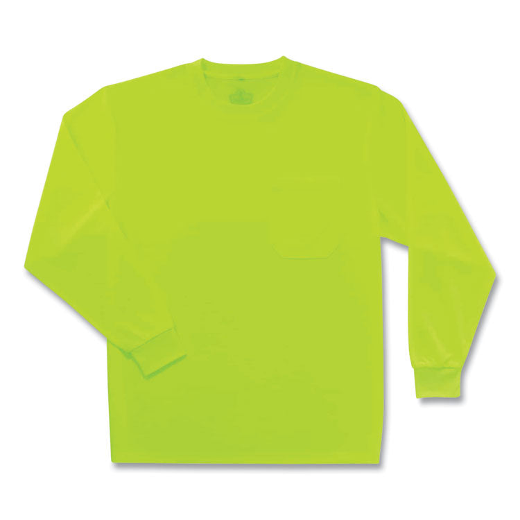 GloWear 8091 Non-Certified Hi-Vis Long Sleeve Shirt, 4X-Large, Lime