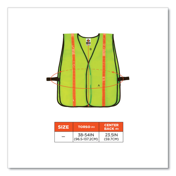 GloWear 8040HL Non-Certified Hi-Gloss Vest, Polyester, One Size Fits Most, Lime